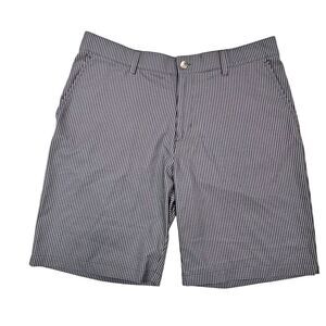 Adidas Mens 34 Gray Gingham Print Shorts